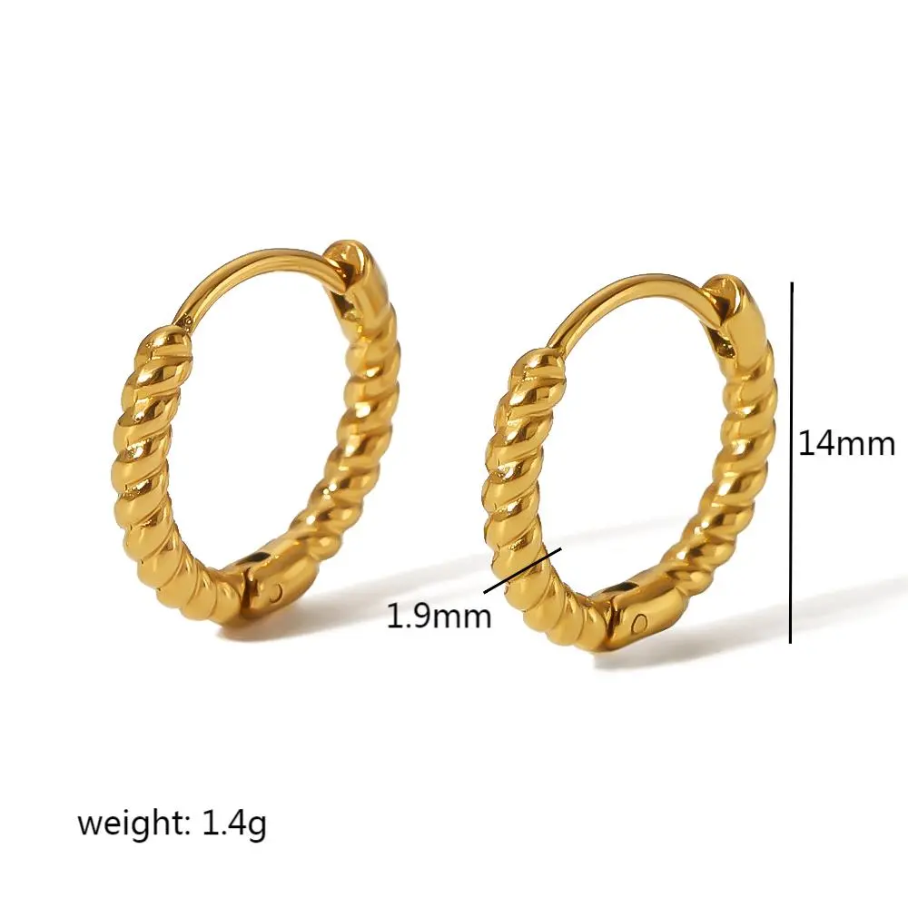 1 par de pendientes de mujer de acero inoxidable chapados en oro de 18 k con diseño geométrico de estilo simple clásico h5 Imagen2